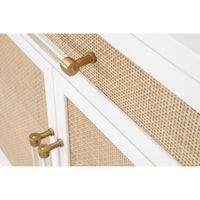Hiland Rattan & White Media Chest - Nightstand Drawer Detail | Bone & Brass