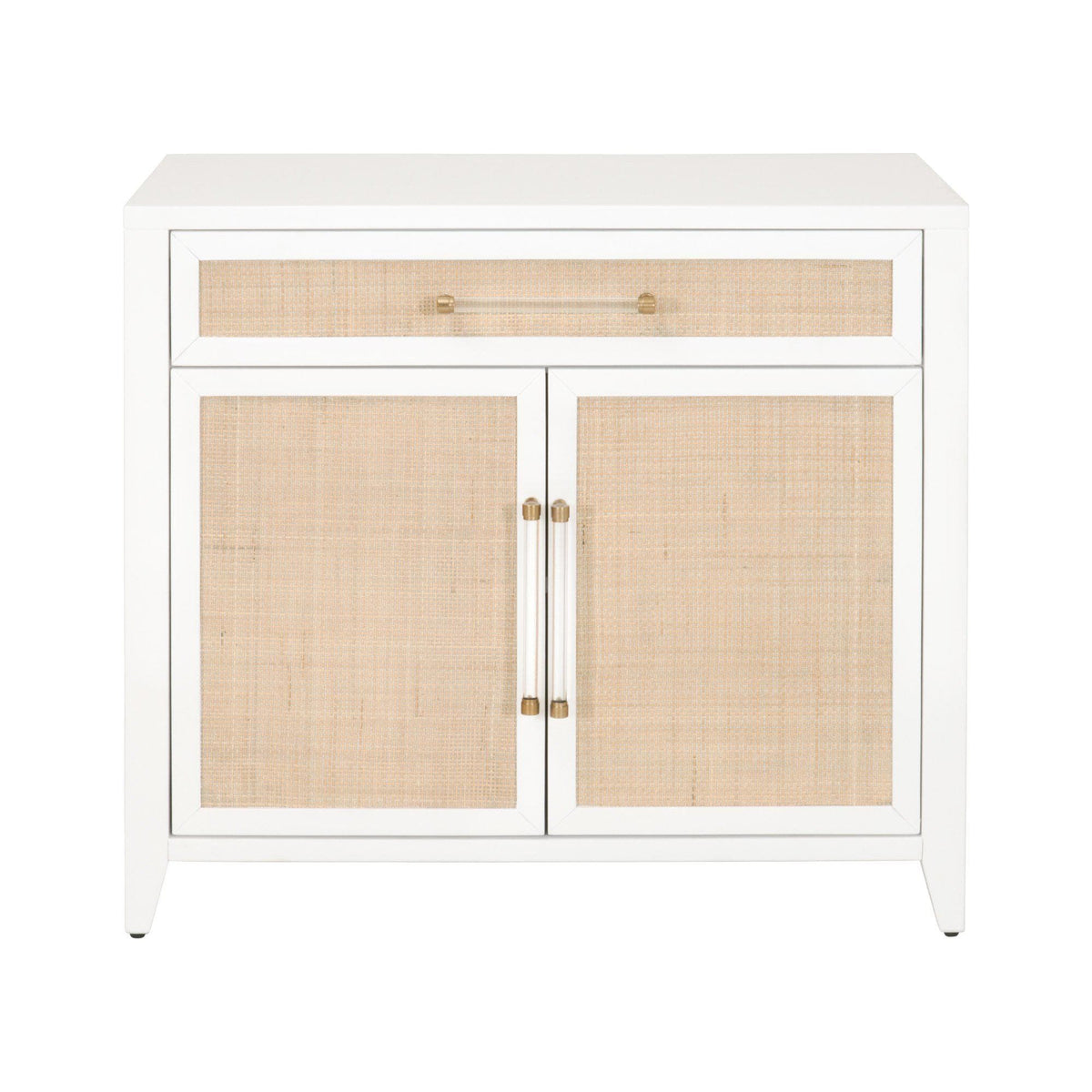 Hiland Rattan & White Media Chest | Bone & Brass