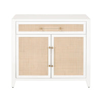 Hiland Rattan & White Media Chest | Bone & Brass