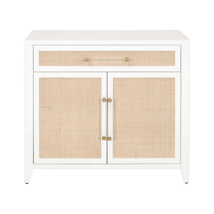 Hiland Rattan & White Media Chest | Bone & Brass