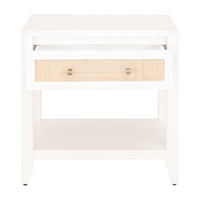 Hiland Rattan & White Nightstand - Nightstand Drawer Detail | Bone & Brass