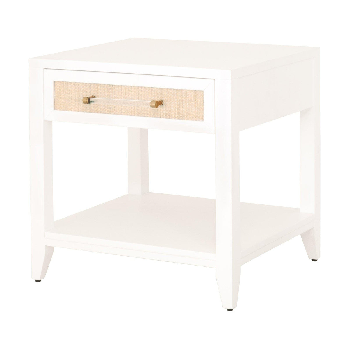 Hiland Rattan & White Nightstand - Nightstand Top View | Bone & Brass