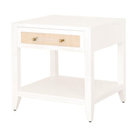 Hiland Rattan & White Nightstand - Nightstand Top View | Bone & Brass