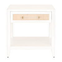 Hiland Rattan & White Nightstand | Bone & Brass