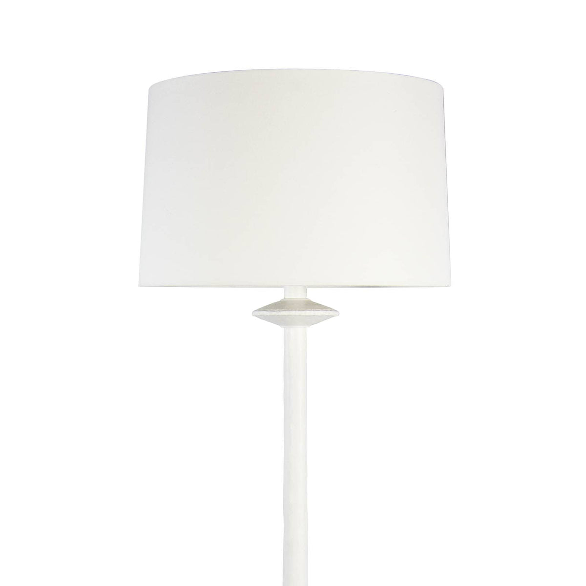 Hope Floor Lamp with a matte white finish and a white linen shade.
