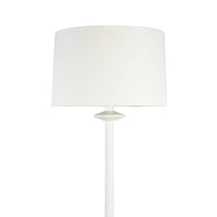 Hope Floor Lamp with a matte white finish and a white linen shade.