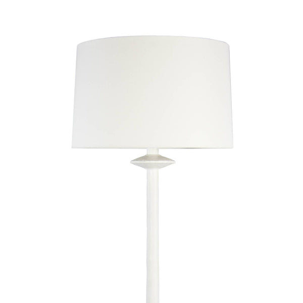 Hope Floor Lamp with a matte white finish and a white linen shade.