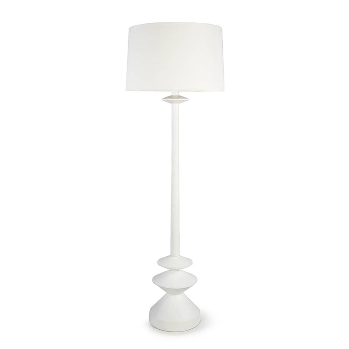 Hope Floor Lamp, 62" tall, with a matte white finish and a white linen shade.