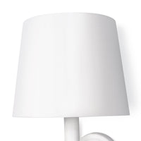 Hope Sculptural Wall Sconce with a matte white finish and a white linen shade.