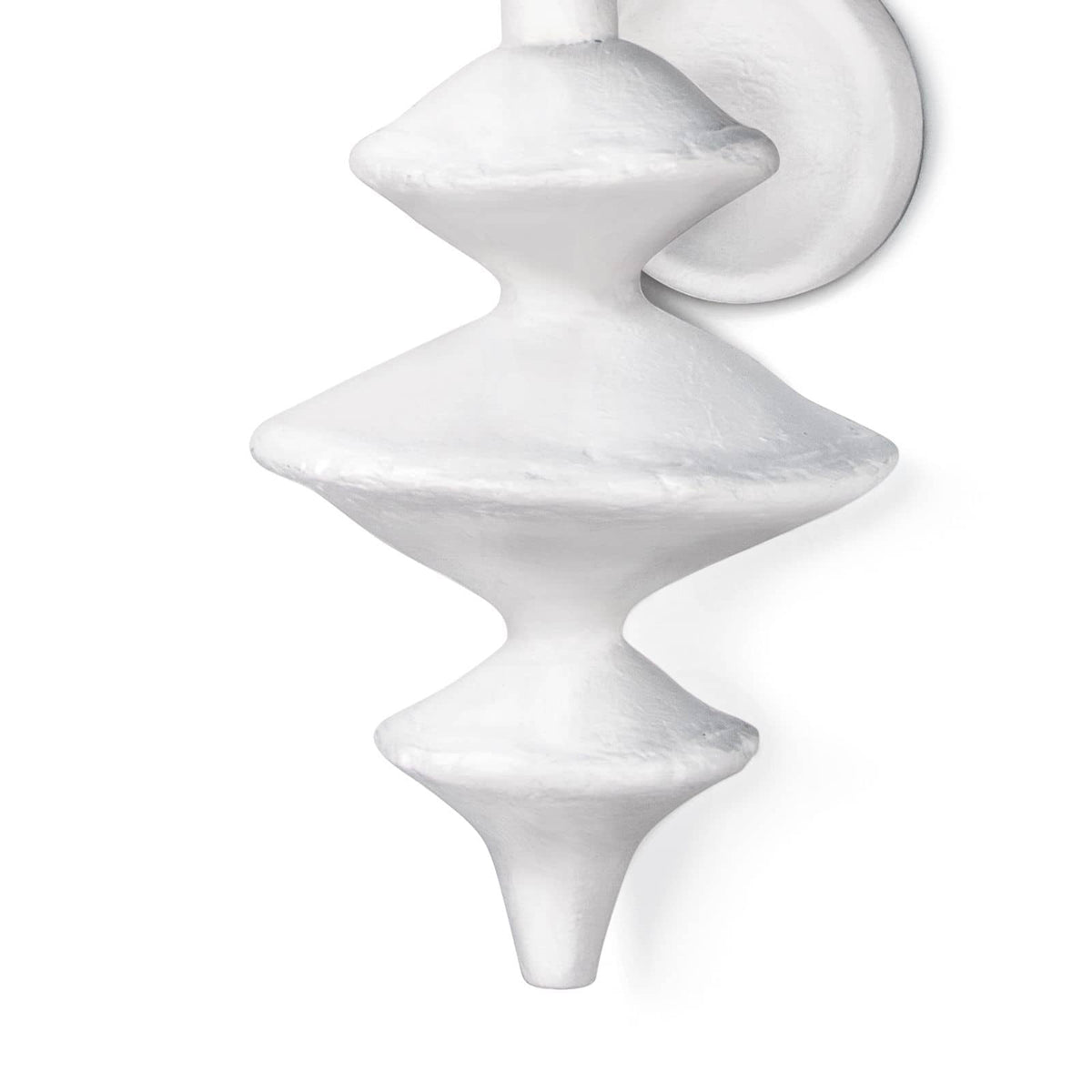 Hope Sculptural Wall Sconce, 21" tall, with complex matte white curves and unique paper maché texture.