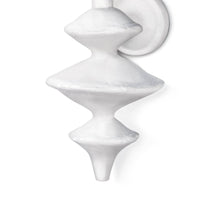 Hope Sculptural Wall Sconce, 21" tall, with complex matte white curves and unique paper maché texture.
