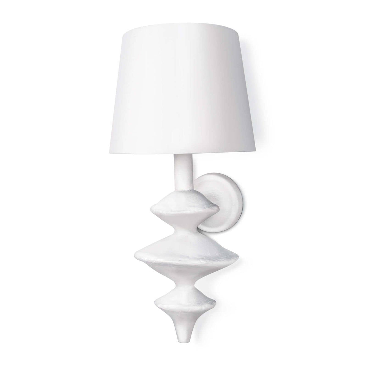 Hope Sculptural Wall Sconce, 21" tall, with a matte white finish and linen shade.