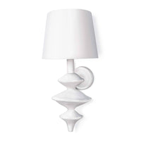 Hope Sculptural Wall Sconce, 21" tall, with a matte white finish and linen shade.