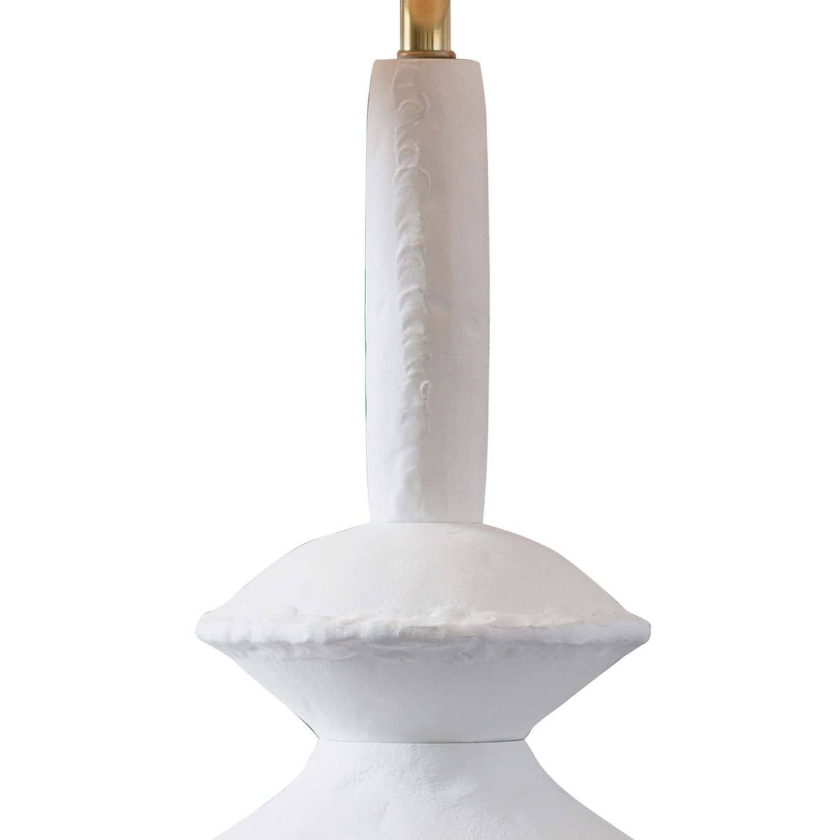 Hope Table Lamp: matte white paper mache-inspired base with complex curves and brass accents.