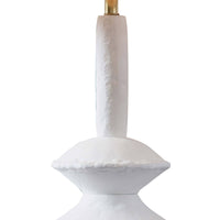Hope Table Lamp: matte white paper mache-inspired base with complex curves and brass accents.