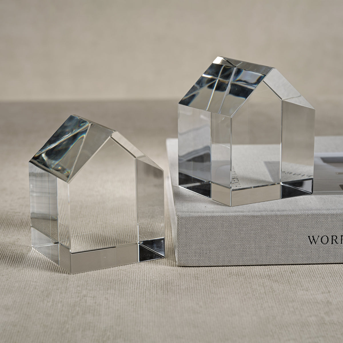 House Crystal Glass Décor Bookends, Set 2 - Detail View | Bone & Brass
