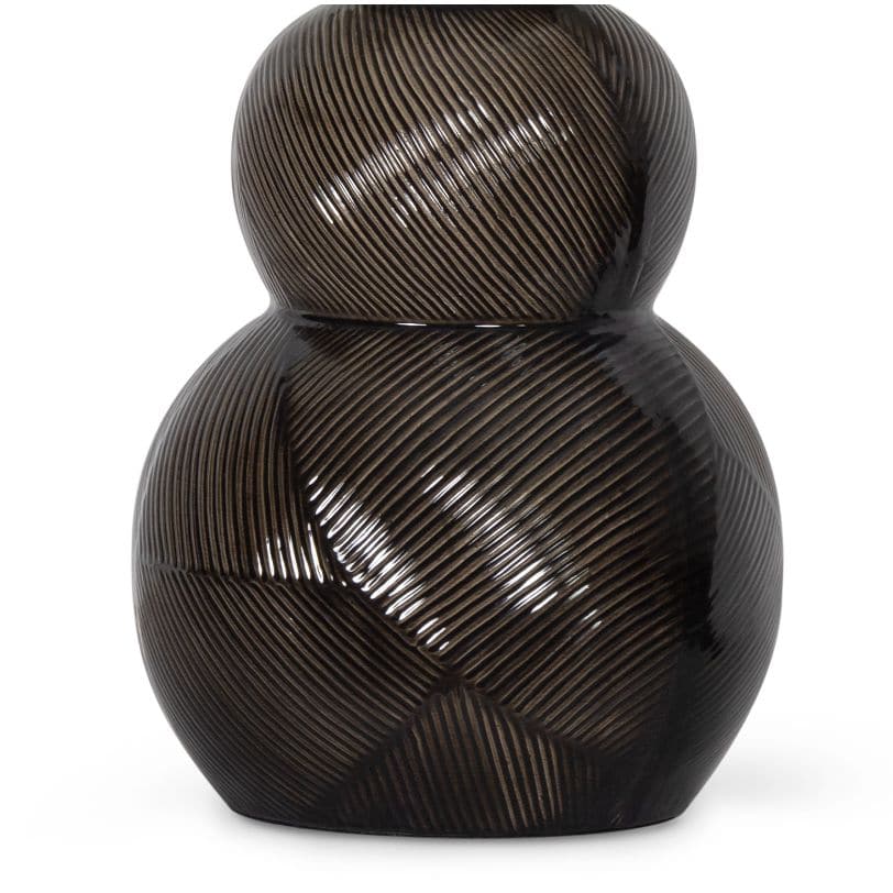 Hugo Black Ceramic Table Lamp base with textured, dark earthenware and a luxurious finish.