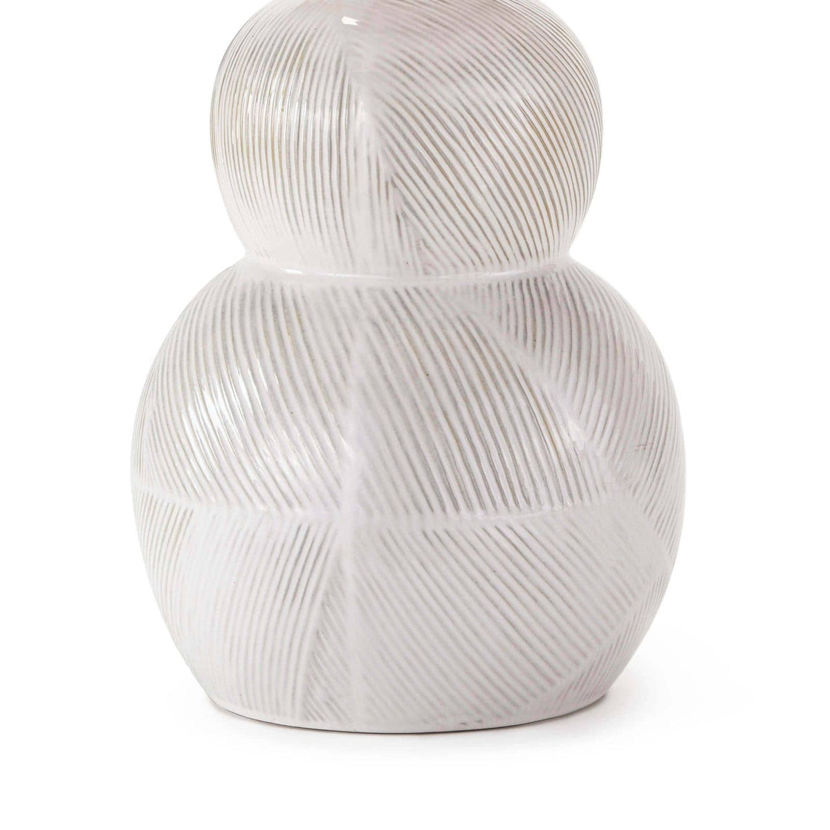 Hugo ceramic table lamp base with a textured, off-white earthenware finish and subtle vertical grooves.