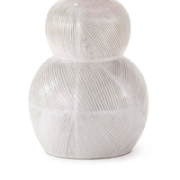 Hugo ceramic table lamp base with a textured, off-white earthenware finish and subtle vertical grooves.