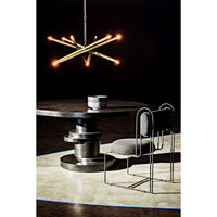 Hugo 60" round mahogany dining table with hand-rubbed black finish and stacked geometric disc base.