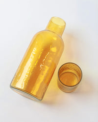 Handblown Hammered Glass Carafe with Lid