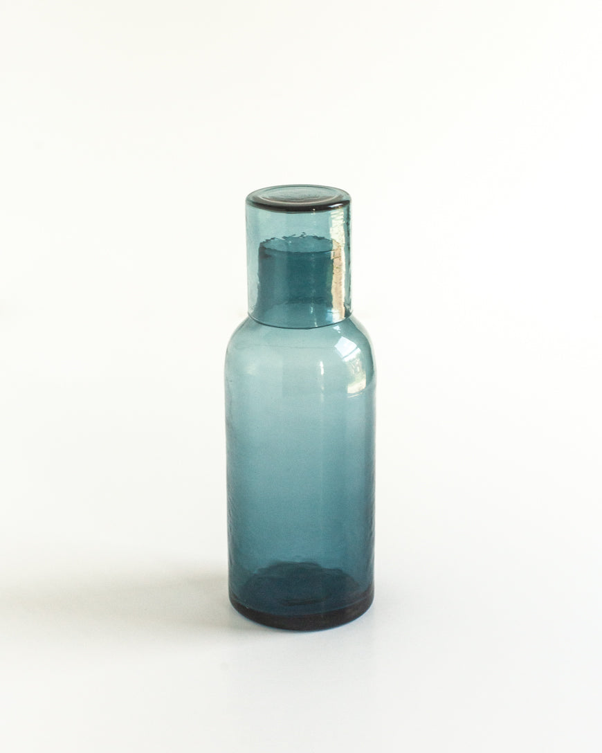Handblown Hammered Glass Carafe with Lid