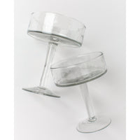 Handblown Hammered Coupe Cocktail Glass Pair