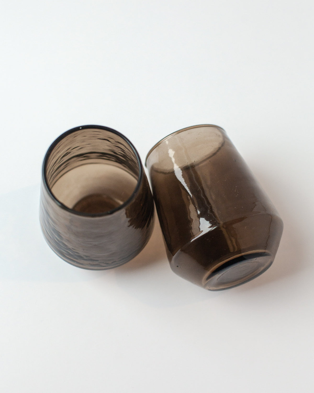 Pair of Hammered Glass Stemless Tumblers