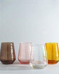 Pair of Hammered Glass Stemless Tumblers