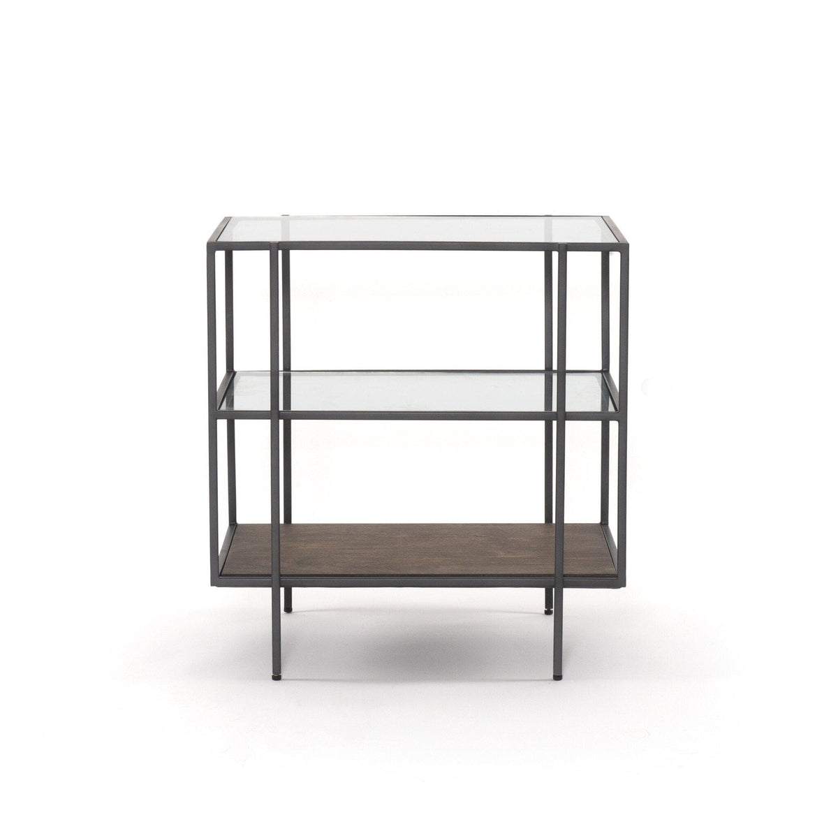 Bryson Dark Iron & Glass Nightstand