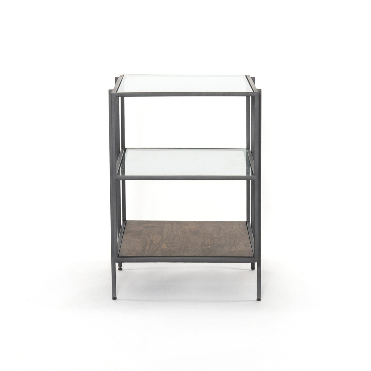 Bryson Dark Iron & Glass Nightstand