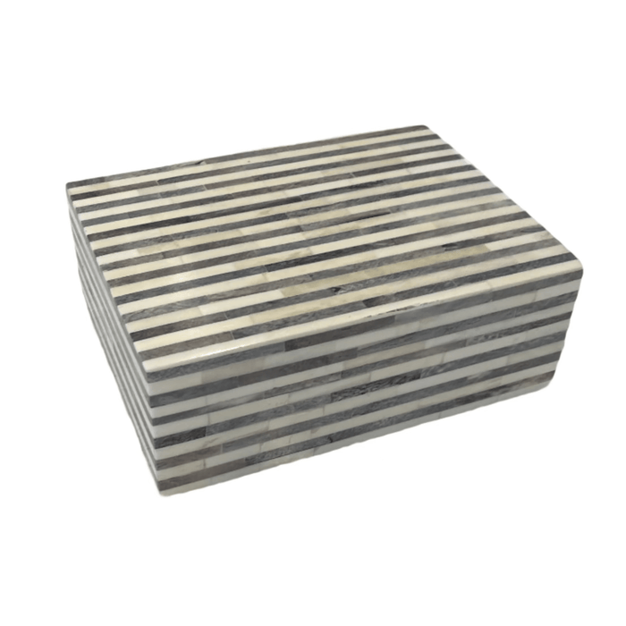 Gray and White Striped Bone Decorative Box