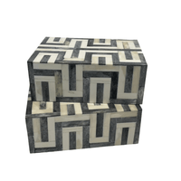 Geometric Gray and White Bone Decorative Box