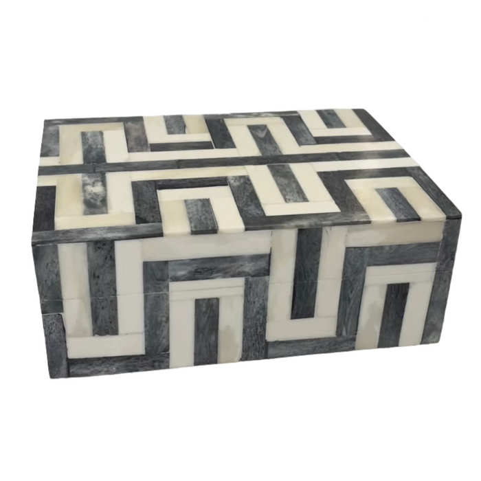 Geometric Gray and White Bone Decorative Box