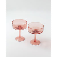 Handblown Hammered Coupe Cocktail Glass Pair
