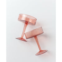 Handblown Hammered Coupe Cocktail Glass Pair