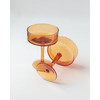 Handblown Hammered Coupe Cocktail Glass Pair