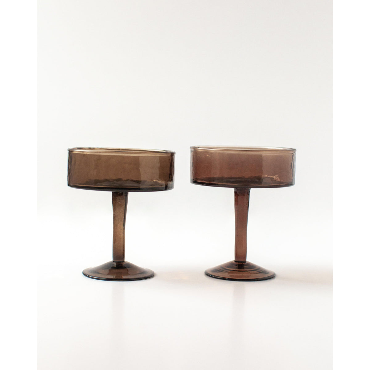 Handblown Hammered Coupe Cocktail Glass Pair