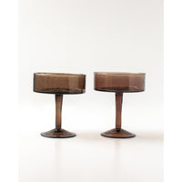 Handblown Hammered Coupe Cocktail Glass Pair