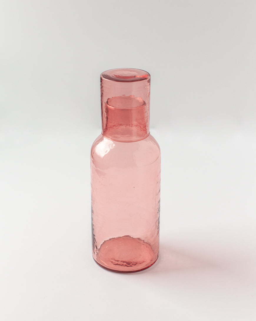 Handblown Hammered Glass Carafe with Lid