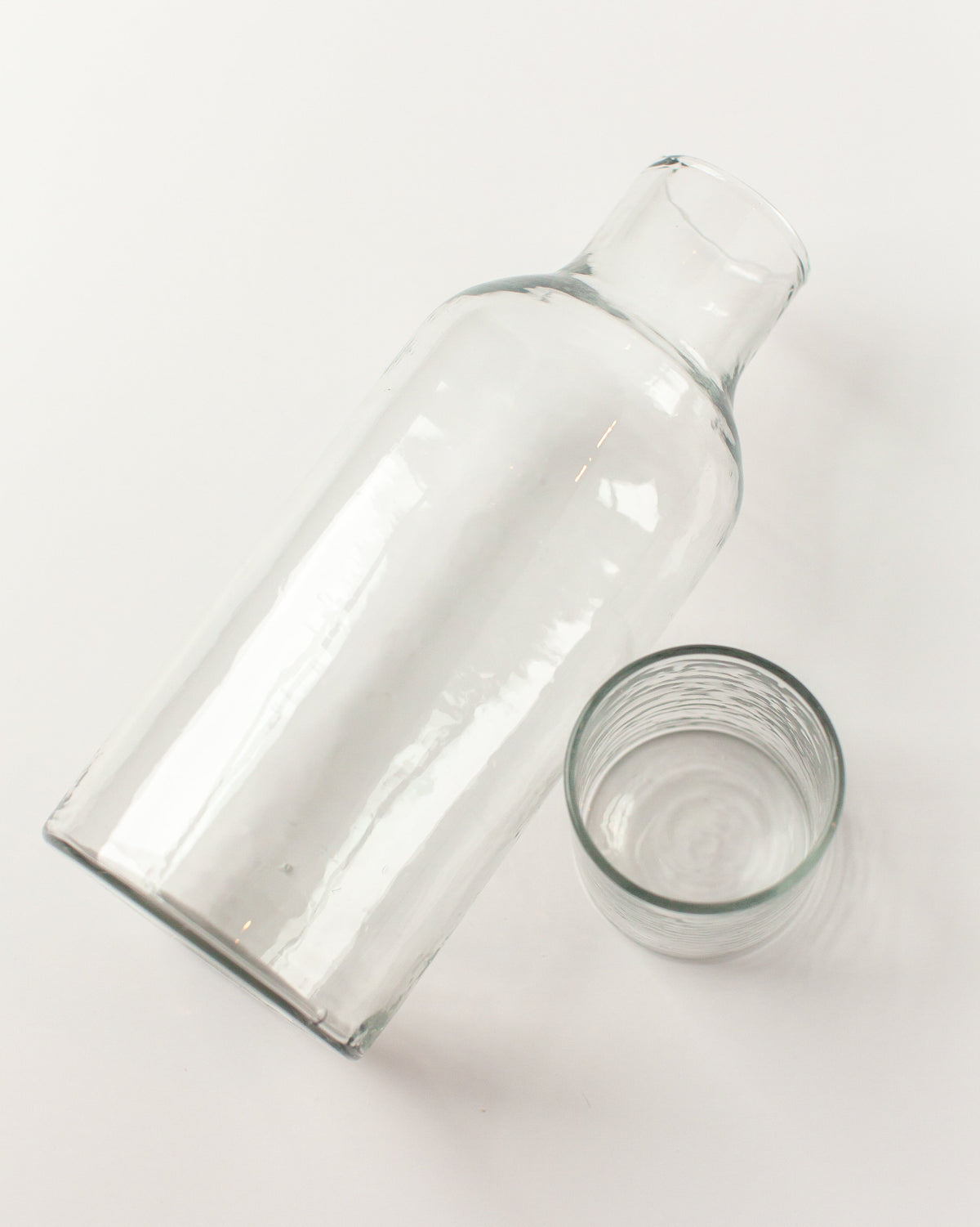 Handblown Hammered Glass Carafe with Lid