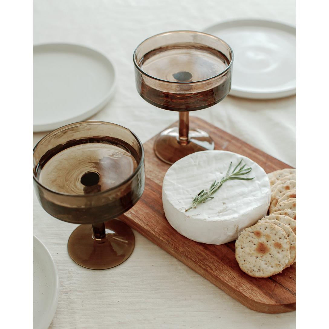 Handblown Hammered Coupe Cocktail Glass Pair