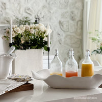 Vida Nube Extra Large Oval Centerpiece (White) - Platter Side View | Bone & Brass