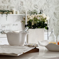 Vida Nube Extra Large Oval Centerpiece (White) - Platter Detail | Bone & Brass