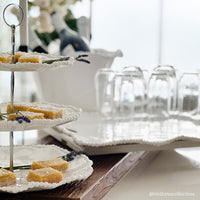 Vida Alegria Rectangular Tray Handles White - Tray Top View | Bone & Brass