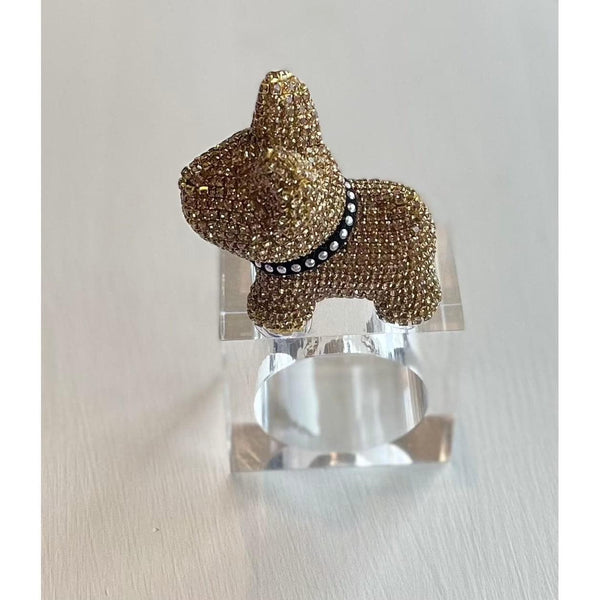 Gold Rhinestone Dog Napkin Ring