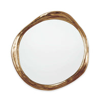 Ibiza Mirror with an organic, undulating antique gold frame, 31.5" H x 30.25" W.