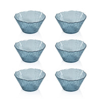 Icy Sapphire Blue Glass Bowls, Set 6 - Bowl Top View | Bone & Brass