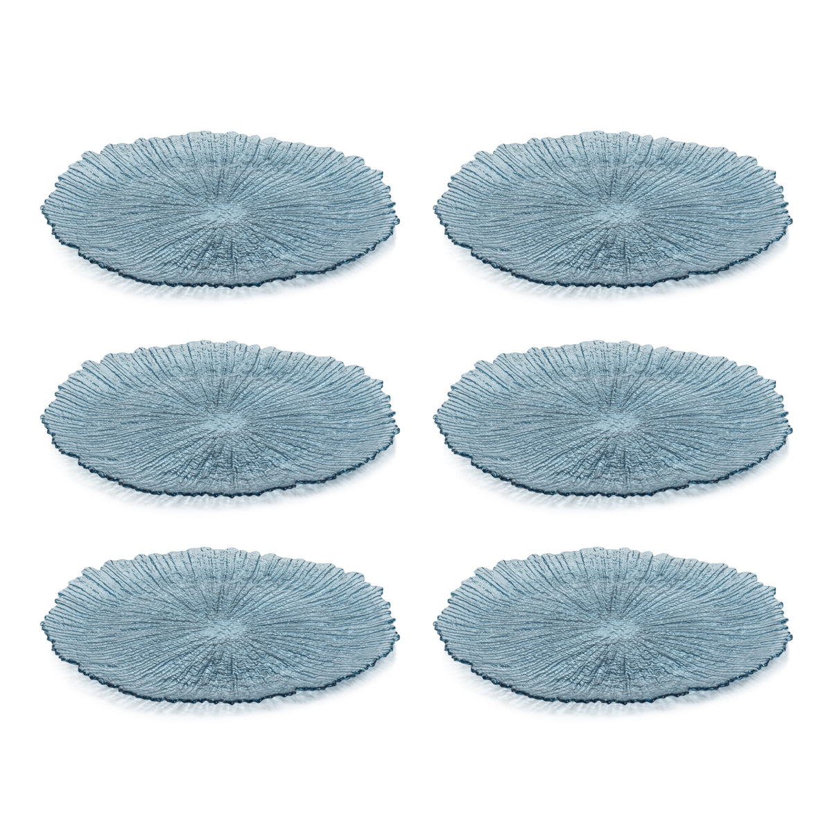 Icy Sapphire Blue Glass Charger Plate, Set 6 - Charger View | Bone & Brass