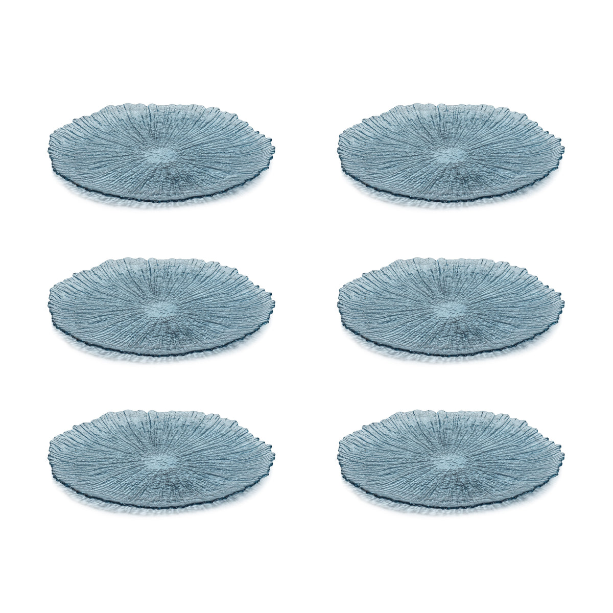 Icy Sapphire Glass Dinner Plates, Set of 6 - Plate View | Bone & Brass
